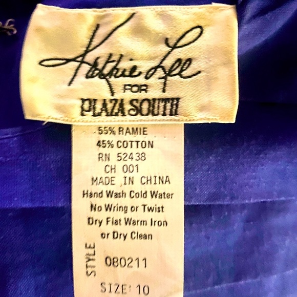 💙KATHIE LEE💙LINEN TIERED PLEAT DROP WAIST SHORT SLEEVE SHEATH VTG DRESS EUC❣️ - Picture 4 of 9